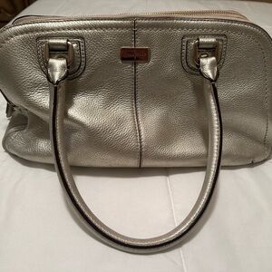 Cole Haan Silver Satchel with Metallic Accents